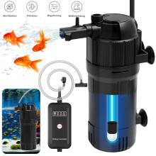 Filtre interne d'aquarium 5-en-1, pompe submersible 400L/H avec stérilisateur UVC, pour aquarium 40-120L