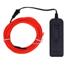 2Pcs EL Wire Red 16.4ft/5m 360 Degree Cuttable Glowing Rope Lights for Parties All Hallows Day Decoration