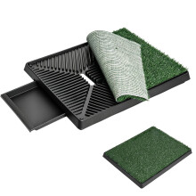 Toilette pour chien en gazon artificiel, Lot de 3 pièces, avec bac de drainage, lavable, pour petits et moyens chiens