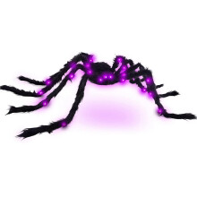125cm LED Hairy Spider Light Up Giant Spider Plush Toy Haunted House Props Indoor Outdoor Yard Garden Home Decor Party Supplies