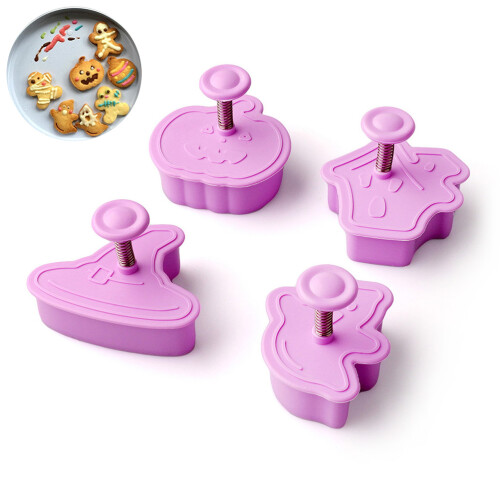 4-Pack 3D Spring Cookie Molds for DIY Halloween Fondant Making (Halloween Set)