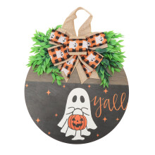 Ghost Pumpkin Door Sign Cute Party Supplies Funny Decoration Spooky Door Hanger for Home Window Outdoor Wall