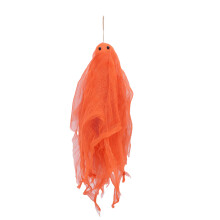 Gauze Ghost Ornament with Lanyard Hanging Scary Pendant for Tree Courtyard Window Indoor Outdoor Decoration Orange