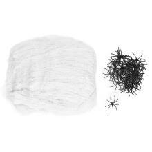 Halloween Spider Web Decorations with 40 Fake Spider Elasticity Toughness Hand Knotted Fake Spider Web for Party Decoration