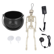 Witch Cauldron with Skeleton and LED Mist Maker Spooky Ambiance Indoor Outdoor Holiday Decor