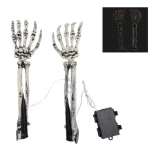 2pcs Skeleton Arms with LED Light Spooky Scary Realistic Skeleton Arms Stakes for Holiday Party Decoration Red