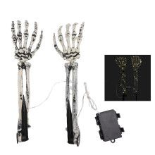 2pcs Skeleton Arms with LED Light Spooky Scary Realistic Skeleton Arms Stakes for Holiday Party Decoration Warm White