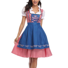 Maid Dress Fashionable Jacquard Women Holiday Costumes Dress for Holiday Party Stage Blue L