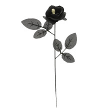 Artificial Rose Lifelike Decorative Bendable Fake Flower With Skull Head for Halloween Party Black