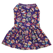 Pet Halloween Dress Skin Friendly Stretchy Breathable Skulls Pattern Cute Dog Outfit for Walking Party S