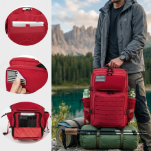 Sac à dos tactique homme 45L, système MOLLE, camping et randonnée, Rouge