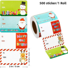 1 roll of 500 envelope Merry Christmas sealing tags, DIY wrapping