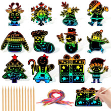 36-piece Christmas scratch-off decoration set, children's rainbow