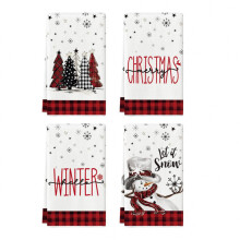 4-piece Christmas kitchen towel set, winter Christmas tree hand