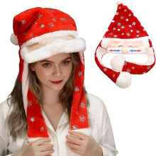Christmas holiday glow-in-the-dark party hat, moving beard, fun plush