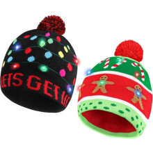 Christmas winter light-up warm knitted hats, LED light-up winter warm