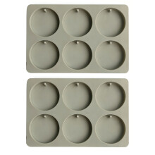 2PCS Round Coaster Mold Silicone Resin Mold for Candles Jewelry Pendants with Hanging Hole Grey