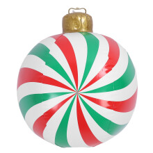 23.62in Xmas Candy Shape Xmas Decorated Ball Funny PVC Inflatable Ball Decoration Xmas Ball Ornament for Outdoor Yard