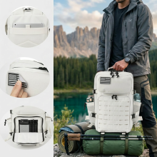 Sac à dos tactique homme 45L, système MOLLE, porte-gobelets, camping et randonnée, Blanc