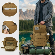 Sac à dos tactique de grande capacité 45L, système MOLLE, randonnée et survie, Kaki