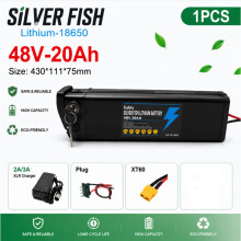 Silverfish Batterie vélo électrique lithium-ion 48V 20Ah, connecteur 4 broches, avec chargeur