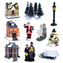 10 Pcs Christmas Scene Village Light Up House Sets Christmas Lighting Ornament
