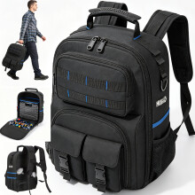 Sac à outils professionnel en tissu, sac à dos multi-compartiments avec organisateur amovible pour électriciens et plombiers