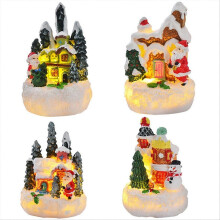 4PCS Christmas Gingerbread Cottage Ornaments Christmas Houses Lighted Xmas Village Houses Figurines