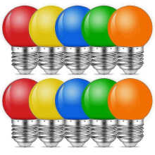 10-Pack Mixed Color E27 G45 LED Bulbs 1W for Indoor and Outdoor Christmas Party Decoration Lighting