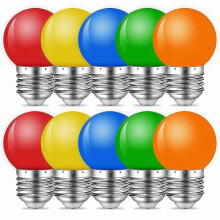 10-Pack LED Mini Globe Bulbs, 1W E27 G45 Colored Lights, Mixed Colors for Indoor Outdoor Use, Christmas and Party Decorations