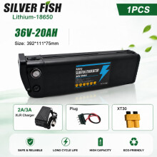 Silverfish Batterie vélo électrique au lithium-ion 36V 20Ah 4 broches 500W avec chargeur