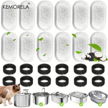 KEMORELA Filtres en éponge de charbon actif, Lot de 12, pour fontaine à eau pour chat en acier inoxydable