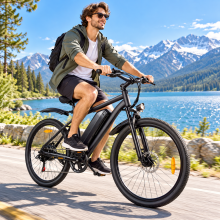 26 Inch Electric Hybrid Bike for Adults, 250W, 48V 13Ah Removable Battery, 7 Speed, Disc Brakes