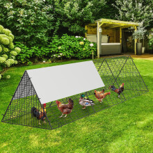 Tunnel pour poules d'extérieur, enclos métallique 300x71x61,5 cm avec couverture Oxford imperméable
