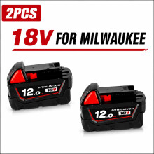 Lot de 2 batteries au lithium-ion 18V 12.0Ah pour Milwaukee M18, outils électriques sans fil