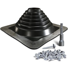 High Temp Silicone Stove Boot, Pipe Flashing for Tube OD 2-3/4" to 7", Square Base, Screws & Hex Socket Included