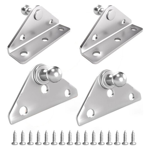 10MM  Stud Mounting Brackets for Gas Spring Strut Shock, 2 Angled L-Type & 2 Flat-Type Mounts
