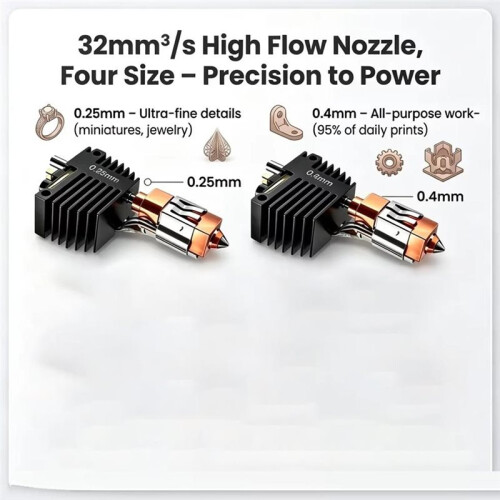 For Flashforge Creator 5 Nozzle with Cleaner Blocker 0.25mm for Creator 5 Pro Hotend C5 Print  3D Printer 0.25mm 2