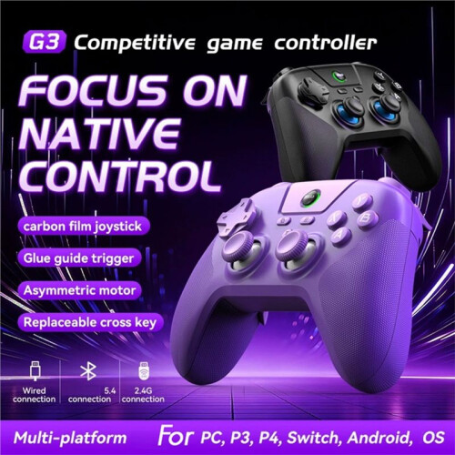 Wireless Gaming Controller  5.4 Gamepad for PC PS3 PS4 PS5 Android IOS for  Turbo Macro Back Key Puple 2