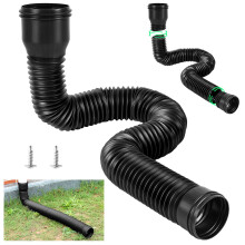 Tuyau d'évacuation d'eau télescopique extensible, noir et marron, pour drainage jardin et protection maison