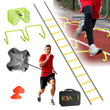 Kit d'entraînement d'agilité pour football, échelle, parachute, 12 cônes et 6 obstacles réglables avec sac