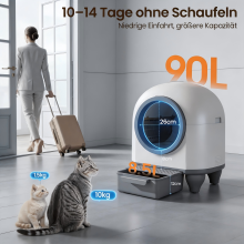 Homall Litière pour chat automatique, 90L, contrôle via application, système de sécurité et élimination des odeurs