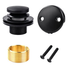 Matte Black Tub Drain Kit, Tip-Toe Stopper & Gasket for Standard 1-3/8" and 1-1/2" Bathtub Drains