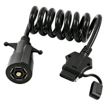 7 Way Round to 5 Way Flat Coiled Trailer Adapter, 7 Pin to 5 Pin, 5FT Heavy Duty Towing Cord Coiled Cord