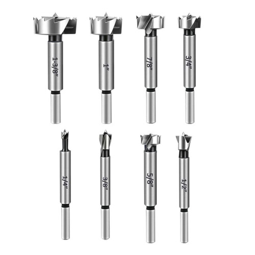 8PCS Forstner Bit Set - Carbide Drill Bits for Woodworking, Hinge Cutter Tool Kits