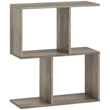 S-Shaped 3-Tier Side Table with Storage Shelves, Narrow End Table 50W x 19.5D x 58H cm, Grey Wood Effect