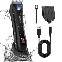 Tondeuse électrique pour le corps Modèle 6006, imperméable avec lames en céramique, station de charge et 4 peignes