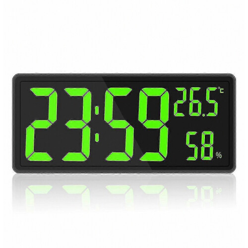 Large Digital Clock with Temperature Humidity LED Display for Bedroom Office Wall Mount
