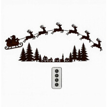Beleuchtetes Weihnachtslichter-Set aus Holz, selbstklebende LED-Rentierschlitten und Dorf mit Fernbedienung, Heimdekoration