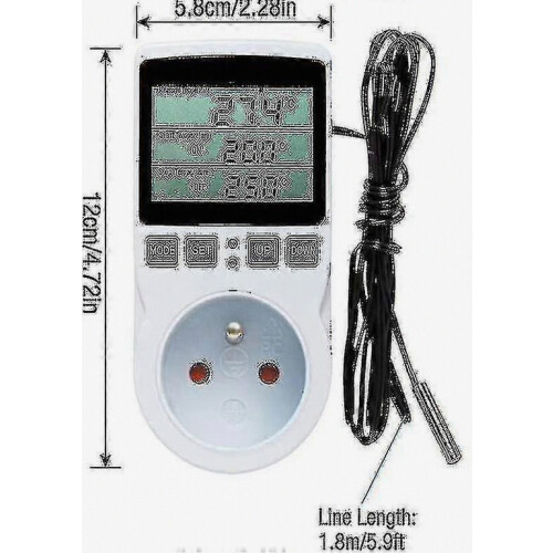 Digital Temperature Controller Socket Heating Cooling Thermostat 230V with Sensor Socket and Probe LCD Screen for Greenhouse, Aquarium, Terrarium 1